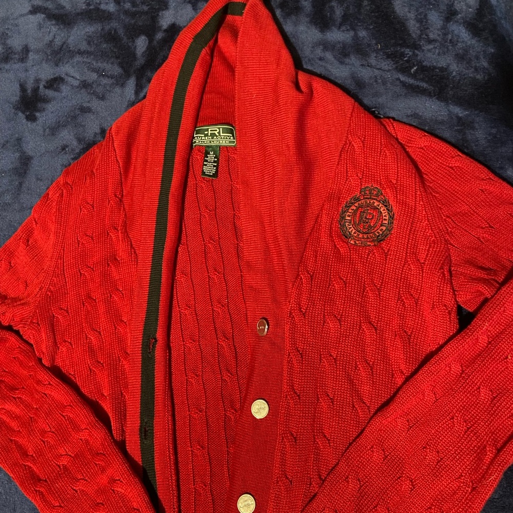 Ralph Lauren Red Cable Knit Sweater